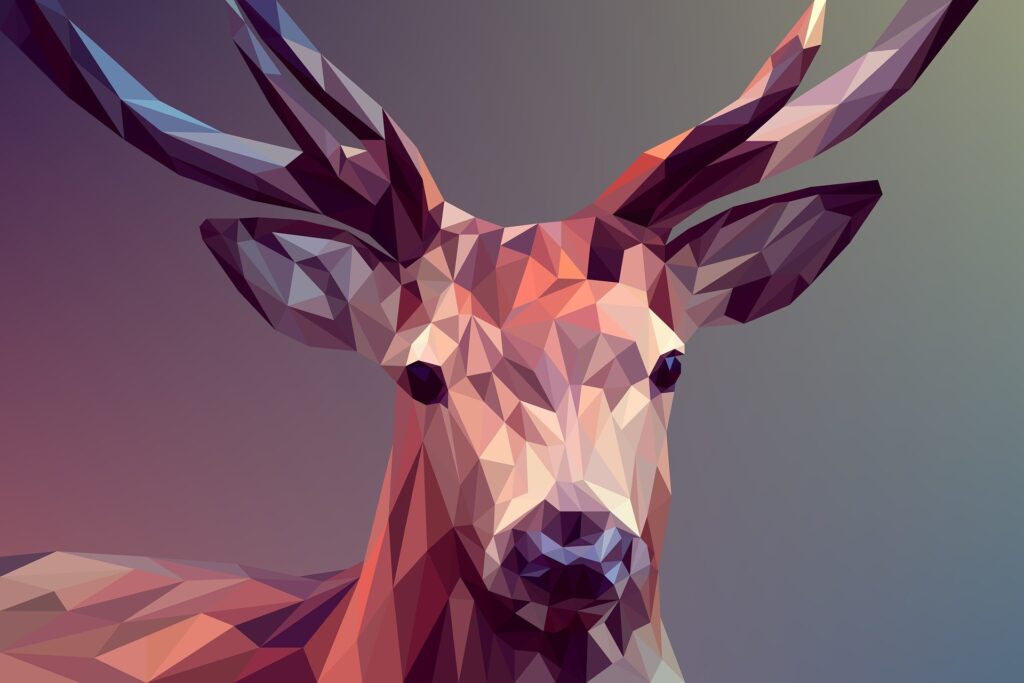 A digitally created image of a deer